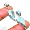 Republic Larimar Gemstone 925 Silver Plated Handmade Jewelry Pendant 1.89"