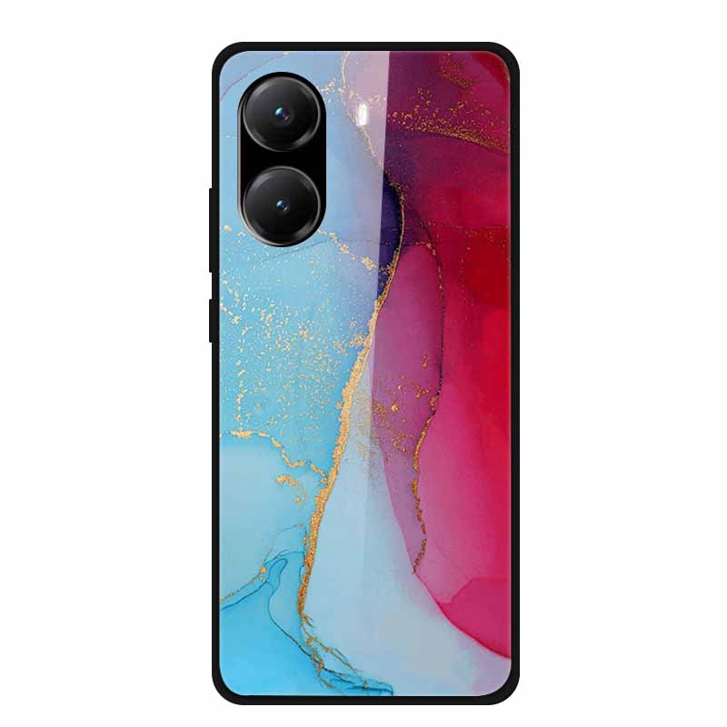 Закаленное Стекло Чехол для Poco X7 Pro Задняя Крышка ПК Жесткие Ударопрочные Чехлы для Xiaomi PocoX7 Pro Funda Мраморная Текстура Модный Coque