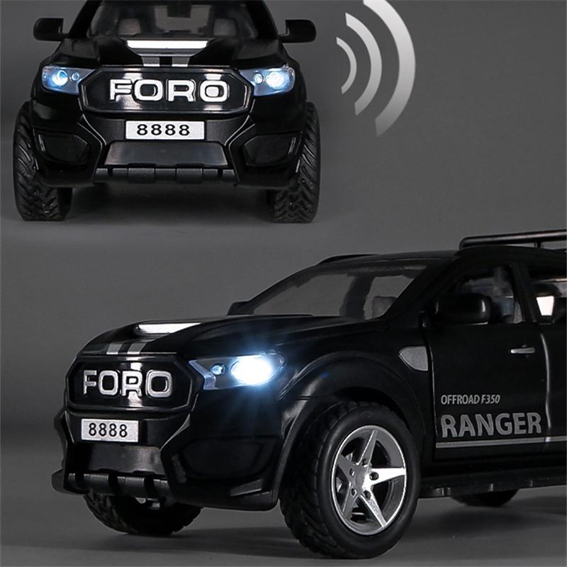 Масштаб 1/32 Ford Raptor F350 Пикап, литая под давлением модель автомобиля, игрушечный автомобиль с откатным механизмом со звуком и светом для детей, коллекция подарков для мальчиков и девочек
