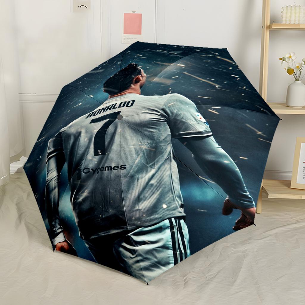 Ronaldo's Iconic Moment Compact Travel Automatic Umbrella with 8-Rib Sturdy Construction for Outdoor Daily Use Elegant Women's Umbrella Spiritual Gift
