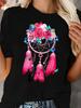 90S Feather Dreamcatcher Women Fashion T Shirt Harajuku Graphic Tees Shirt Femme Dream Catcher Women's T-shirt Clothes Tops Tee