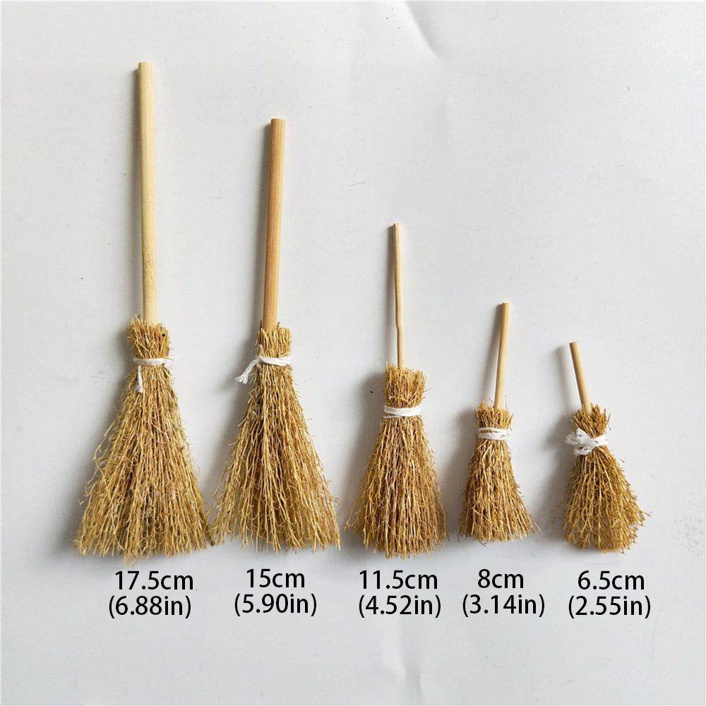 5pcs/Bag Kitchen Garden Witch Straw Brooms Witch Tool Dollhouse Accessories  Halloween