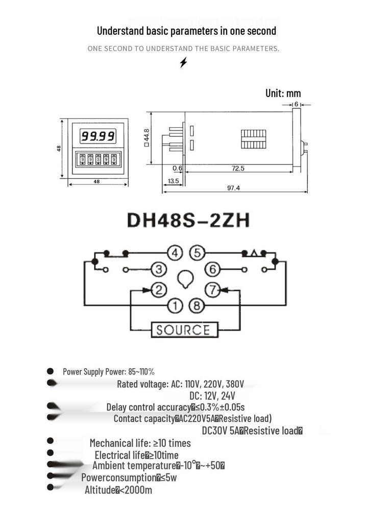 24В Цифровой дисплей Таймер задержки включения DH48S-2ZH