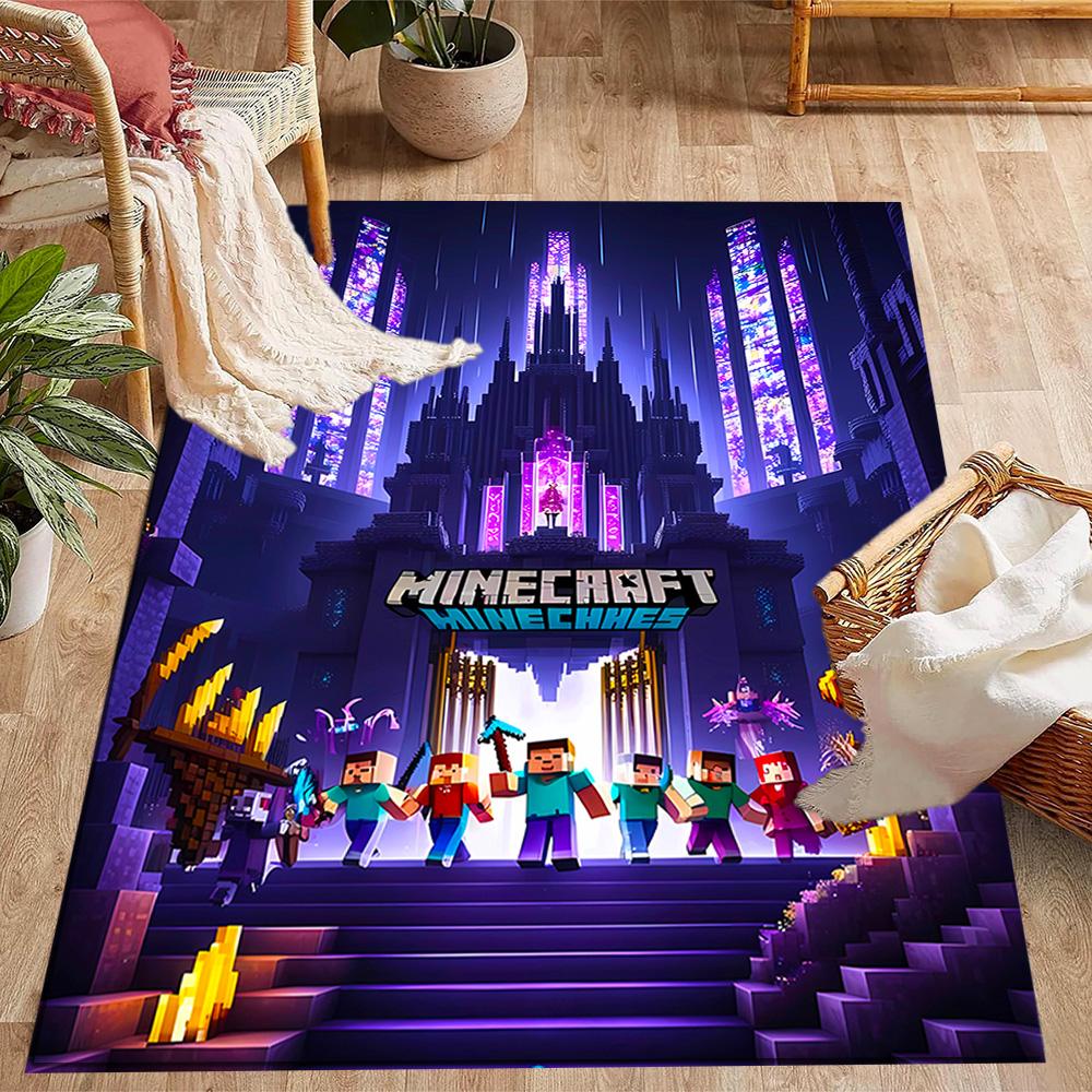 Minecraft: A Magical Journey Themed Anti-Slip Rugs - Polyester Home Decor, Suitable for Bedrooms, Living Rooms, Doorways, Studios, and Decorations