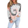 Women Long-sleeved Tie Dye Print Crops Tops INS New Fashion Casual Loose Cotton T-shirts Ladies Tees O-neck Pullover Sweatshirt