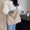 Women's Tote Bag Striped Canvas Casual Handbags For Ladies Simple Shopping Large Capacity Shopper School Shoulder Bag ARI