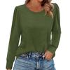 Women's Fashion Casual Long Sleeve Solid Color Shirt Women's Round Neck Tops