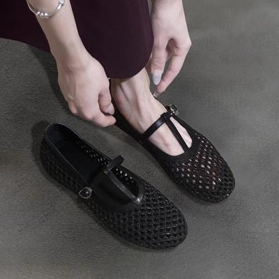 Модная летняя новая женская обувь с ремешком и пряжкой, женские балетки, туфли Мэри Джейн, модная сетчатая обувь с мелким вырезом, женские балетки, zapatos mujer