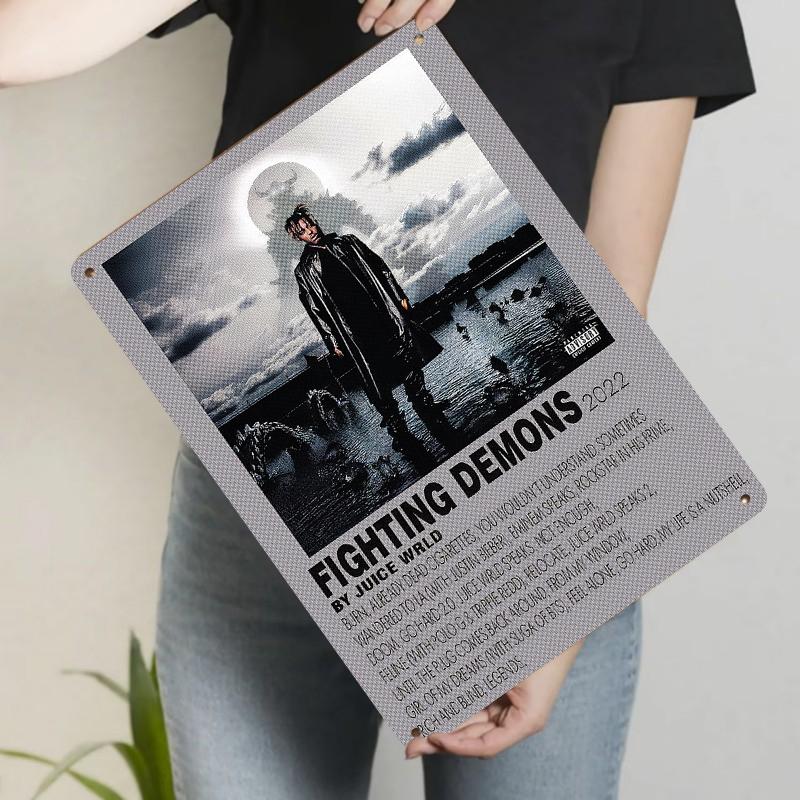 Juice WRLD Fighting Demons Album Cover Metal Tin Sign Home Decor Art Collection