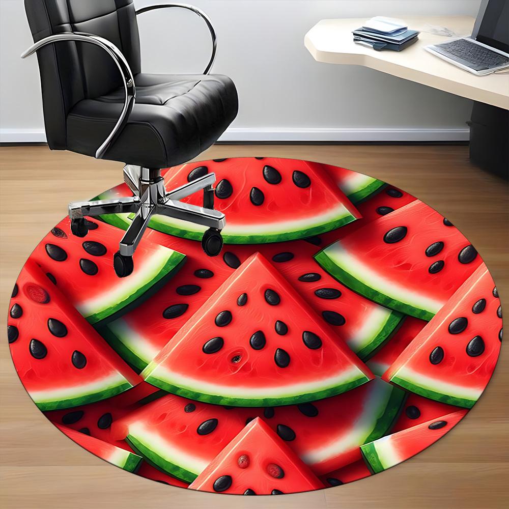 1pc Watermelon Slices Carpet for Office Non-Slip, Round Carpet, Soft & Comfortable, Carpet for Office, Lightweight Round Floor Mat