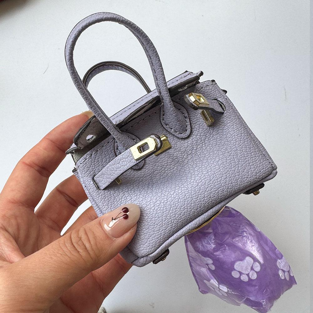 Mini Bag Style Dog Poop Bag Holder Leather Pet Waste Bag Dispenser With Keyring Portable Cute Puppy Poop Bag Carrier, Fashi
