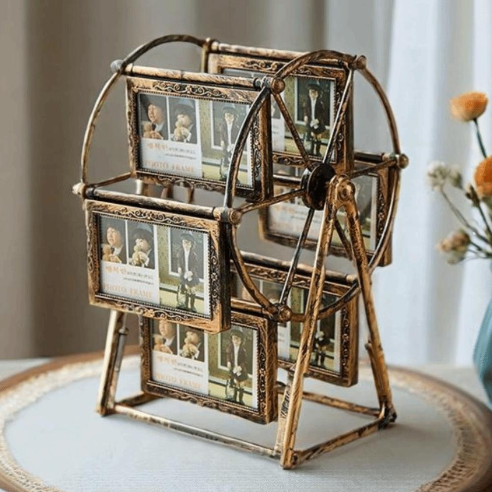 12 Picture Slots Rotatable Photo Frame 360° Spin Photo Display Shelf Birthday Gift