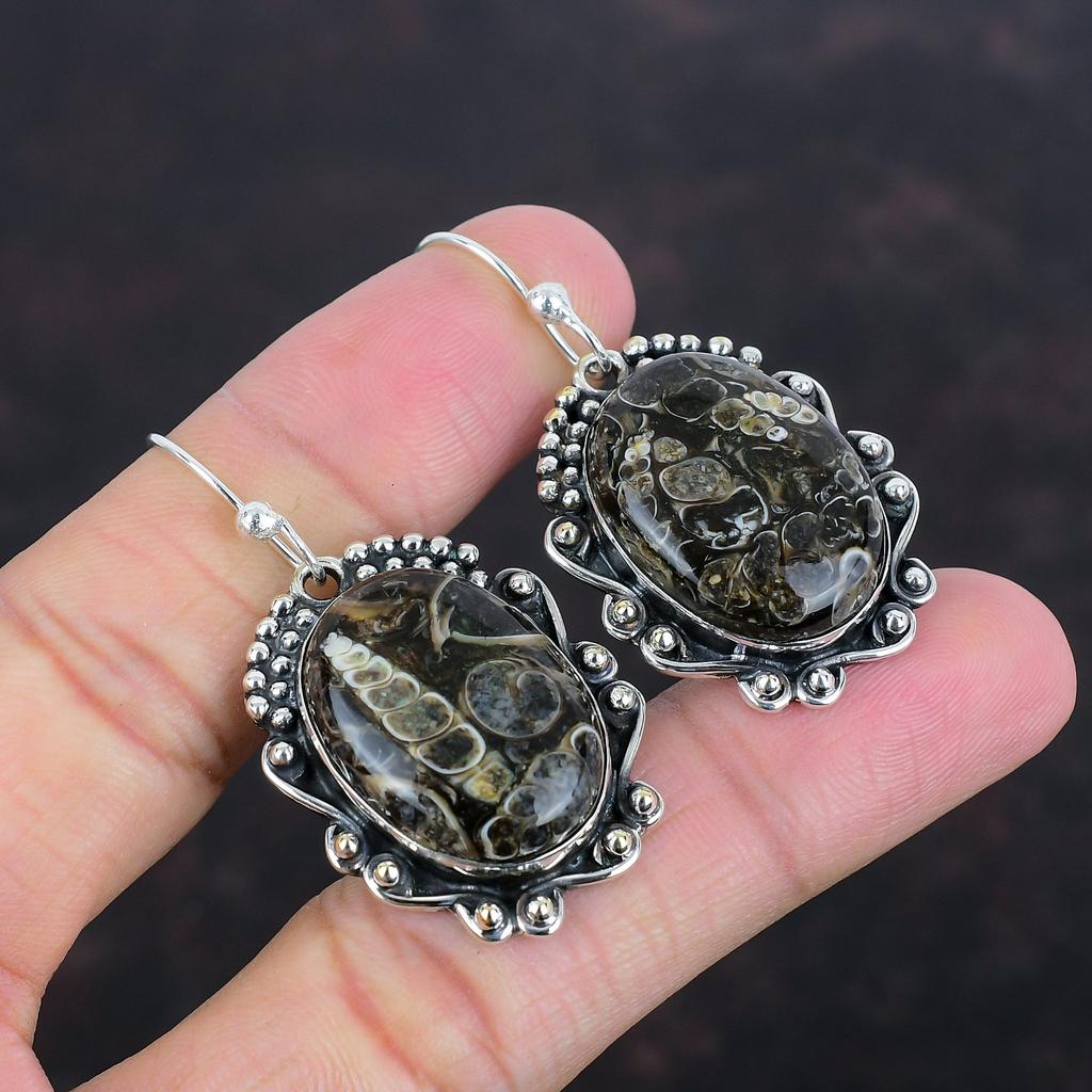 Серьги Turritella Agate, серебряные серьги 925 пробы, красивые серьги с драгоценными камнями, элегантные ювелирные изделия, подарки для нее, серьги ручной работы, украшения в стиле бохо