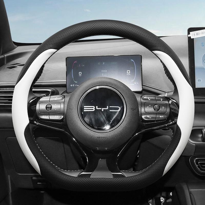 Чехол на руль BYD Seagull & Dolphin: Ультратонкая натуральная кожа, Без швов, Стильный интерьер автомобиля для женщин