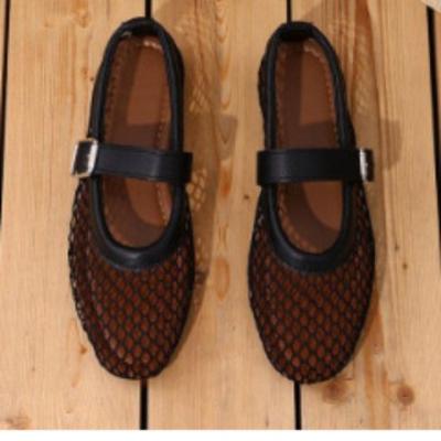 Европейские и американские с круглой головкой рыболовная сетка сетка полая Мэри Джейн одиночные туфли женские на выход 42 большой размер летние новые импортные сандалии