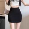 Женская черная миди-юбка А-силуэта с высокой талией - Летняя утягивающая юбка-шорты против просвечивания для миниатюрных фигур