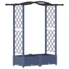 Elevated Planter with Trellis and Hanging Roof Gray 124 x 40 x 125 cm PP
