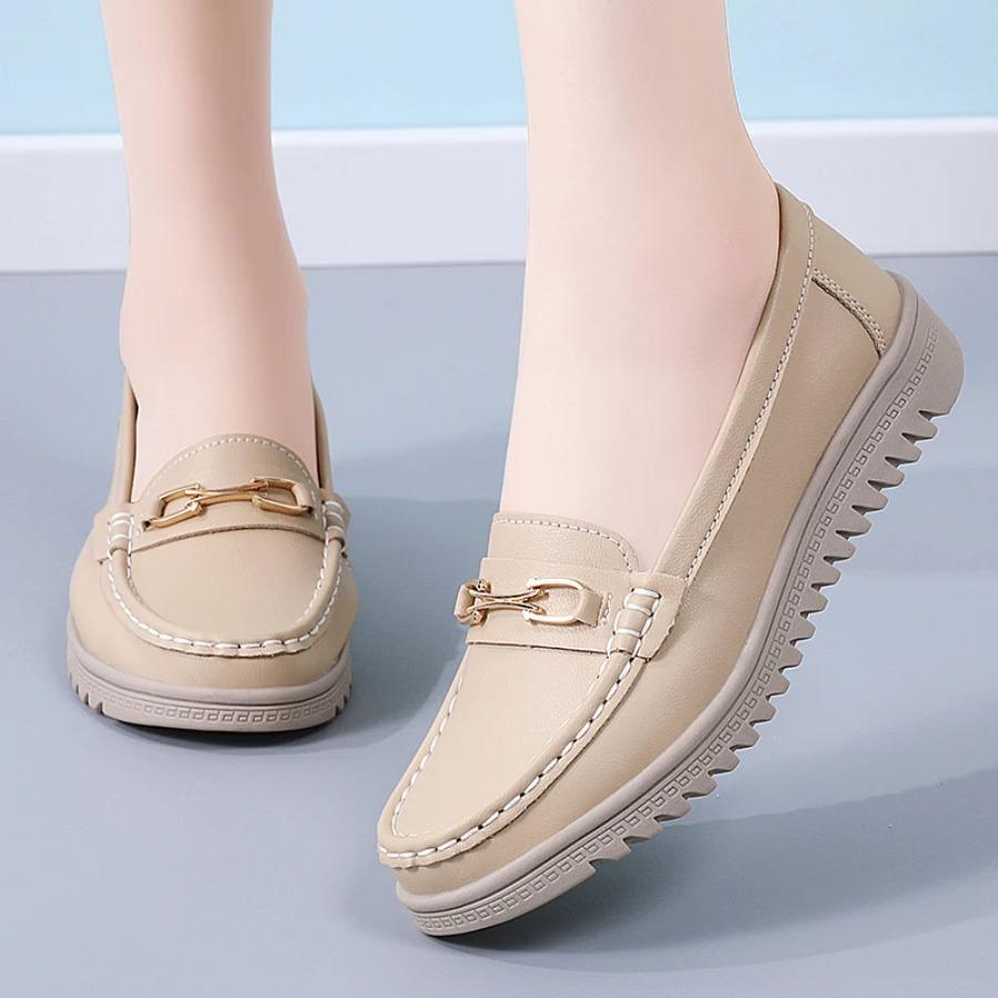 Women's Flats Fashion 100% Leather Flat Nurse Shoes Smooth Casual Breathable Women Plus Size Light Mom Shoes Women Shoes