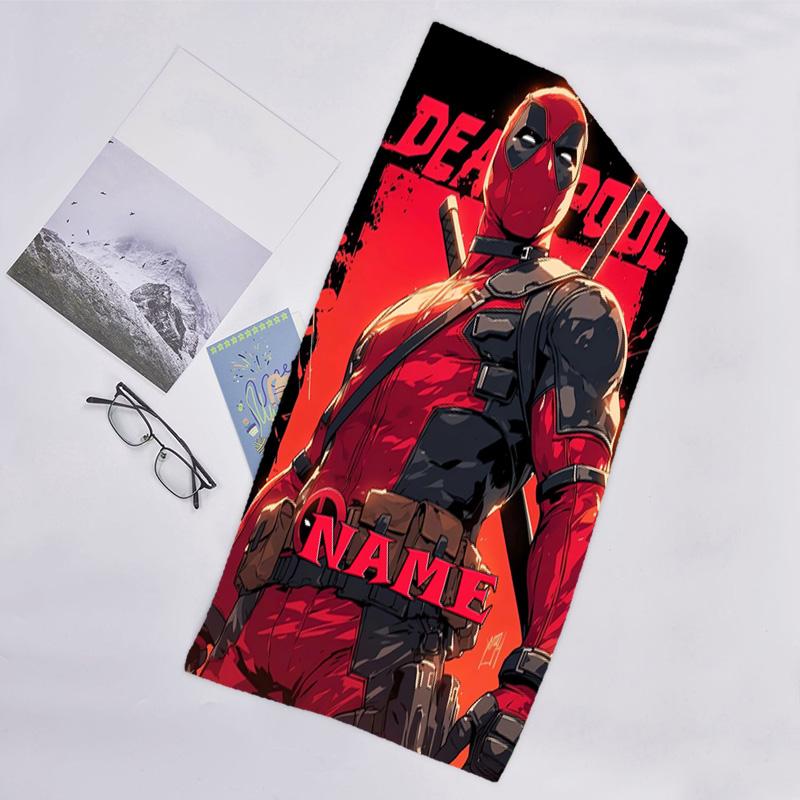 1pc Deadpool2 Beach Towel with Custom Name, Beach/Swimming/Bath/Picnic/Camping Towel, Suitable for Seaside Beaches