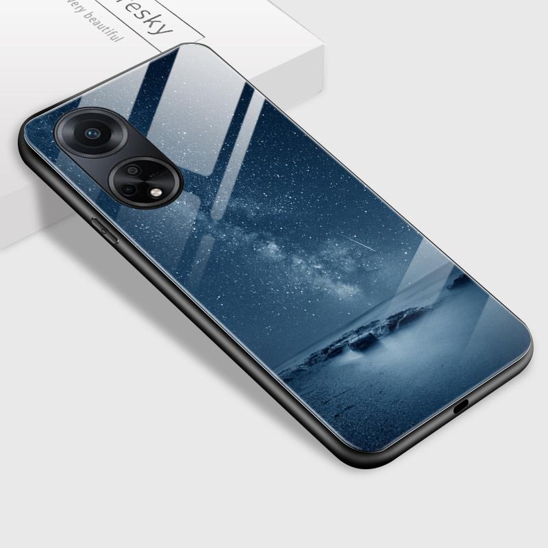 Для OPPO A16 A16s A18 A38 A58 A78 A96 A98 Reno8T 10 Pro 12F Realme C30 C33 C63 C65 C67 Fantasy Aurora Galaxy Planet закаленное стекло жесткий чехол для телефона