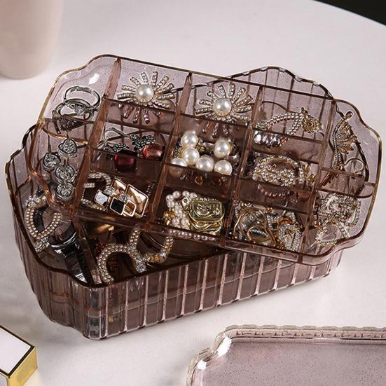 Transparent Jewelry Storage Box Large Capacity Multi-layer Dustproof Earrings Rings Container Desktop Jewelry Organizer Case