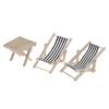 1:12 Mini Foldable Wood Beach Chair Recliner Sunbathing Chair Chaise Dollhouse