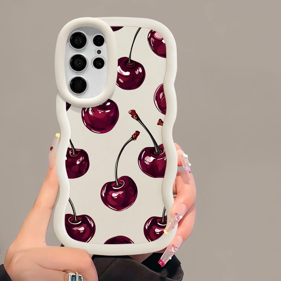 Чехол для Samsung Galaxy S20 FE S22 Ultra A26 S24 S23 Plus S21 A25 S25 Мягкая крышка для телефона A54 A35 A55 A36 A24 A34 Мультяшная Вишня