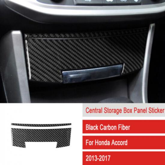 2x Bright Carbon Fiber Car Center Storage Box Panel Sticker For Honda Accord 13