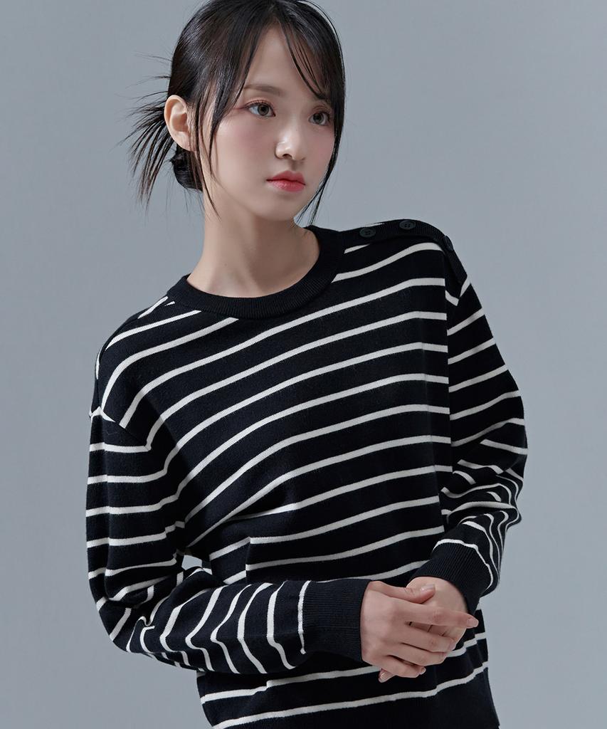 CHASECULT Women'S Button-Detail Striped Sweater-Cfrg5271D03