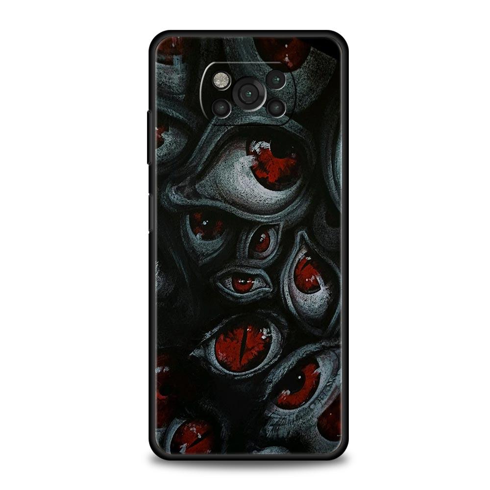 Жуткий Страшный Красный Глаз Чехол для Телефона для Xiaomi Poco F7 Ultra F6 F5 F4 F3 X6 X5 X4 X3 NFC C51 C55 M4 GT 5G Мягкий ТПУ Чехол Сумки