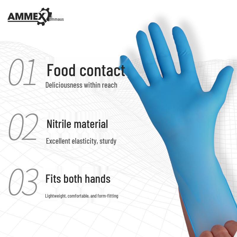 Aimas Blue Nitrile Disposable Protective Gloves – Thick, Durable, Food-Safe Inspection Gloves