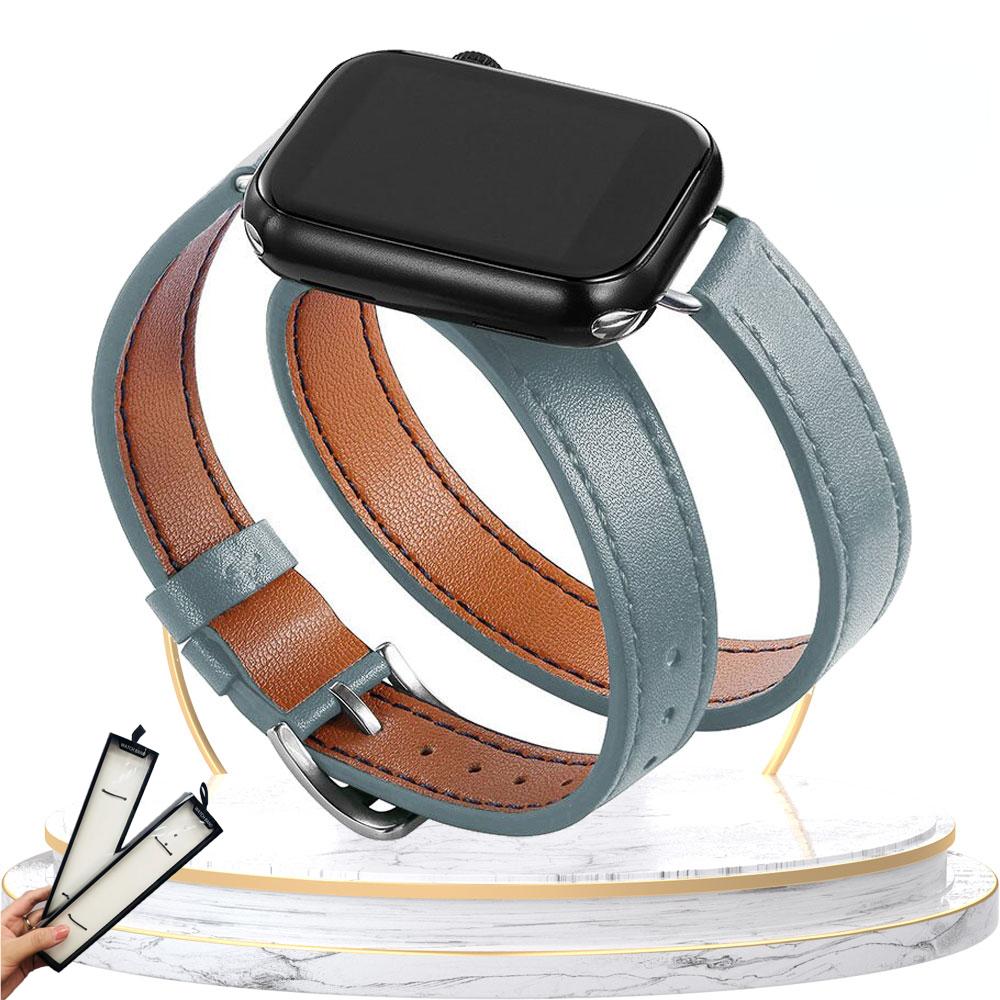 Кожаный ремешок Double Tour для Apple Watch ultra band 49мм 45мм 42мм 44мм Серия 8 7 6 Se 5 4 3 2 Iwatch 6 38мм 40мм Correa 41мм