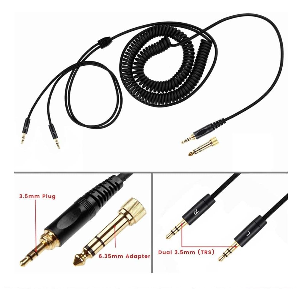 Twaxl Denon AH-D7100 7200 D600 D9200 5200 Replacement Audio Upgrade HIFI Cable (Dual 3.5 mm to 3.5 mm, with 6.3 mm Adapter)