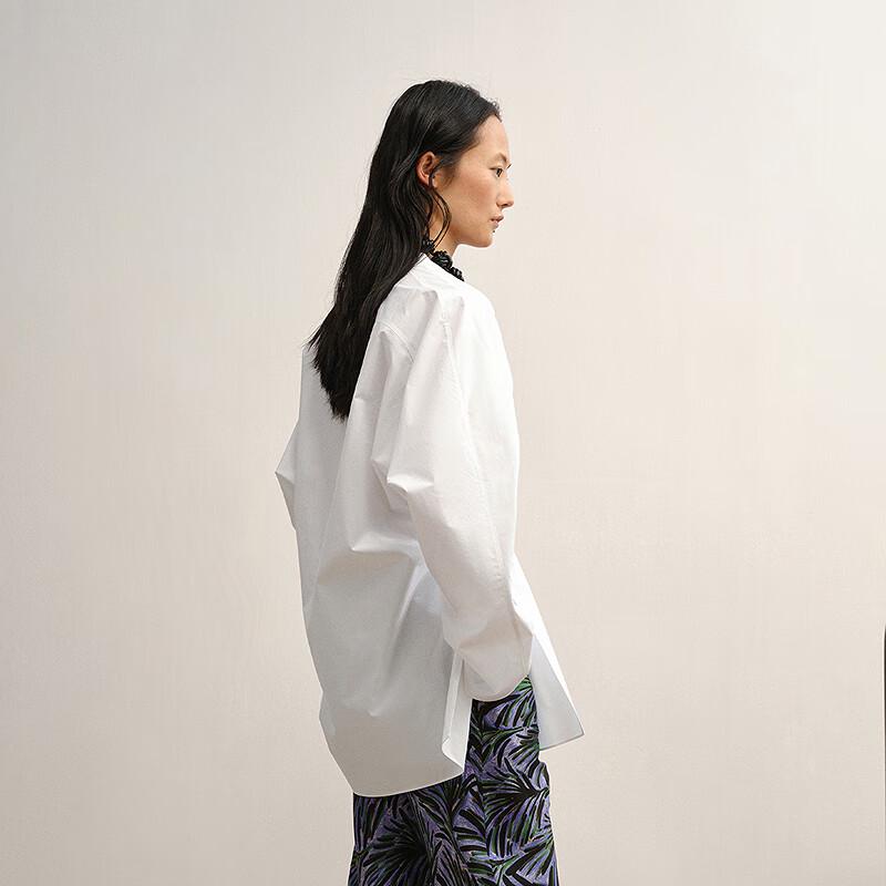 LESS 2025 Autumn V-Neck Long Loose Shirt