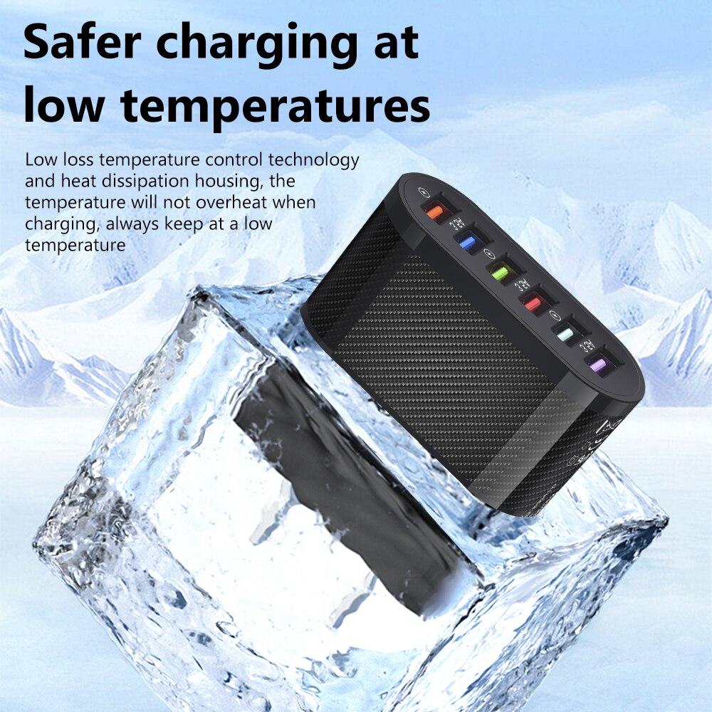 48W 6 Ports USB Charger Quick Charger 3.0 Fast Mobile Phone Charger For Samsung Xiaomi iPhone 14 13 Wall Chargers US EU Plug