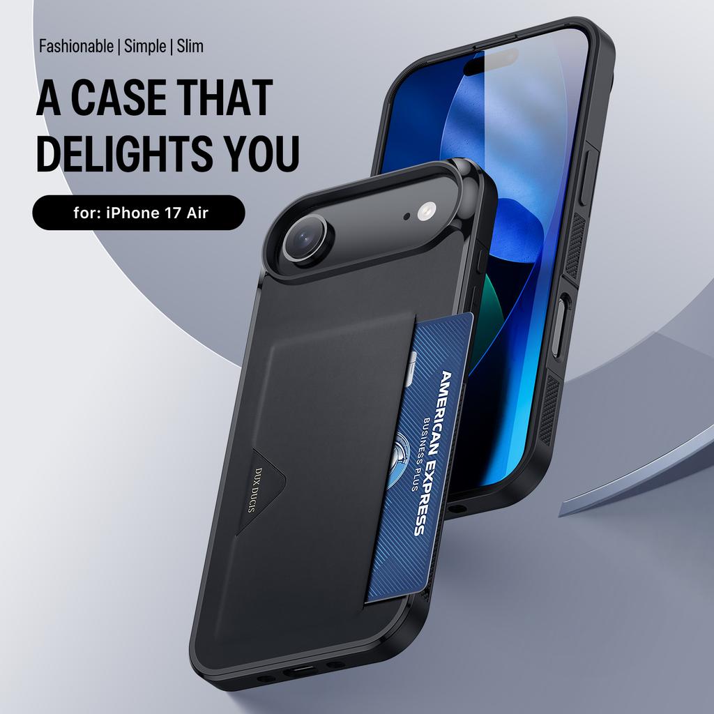 Для iPhone 17 Air Чехол DUX DUCIS Серия Pocard Держатель для карт Кожа+ПК+ТПУ Чехол для телефона