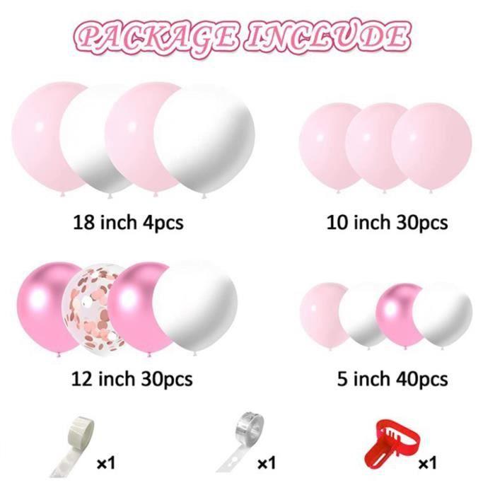 Kit de décoration de ballons - Riavika - 104 PCS - Rose et blanc - Facile à utiliser - Romantique