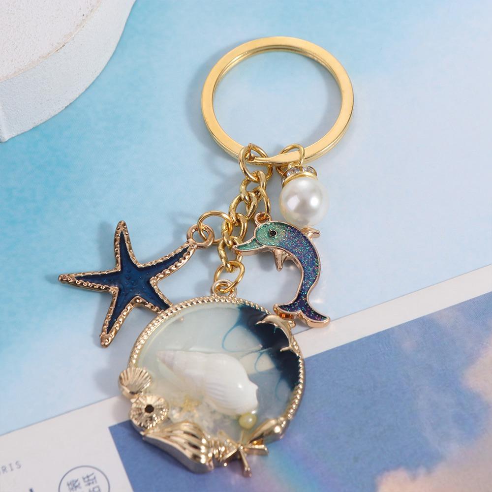 Брелок с жемчугом и дельфином, модные подвески на морском пляже, новый брелок с ракушкой и звездой унисекс