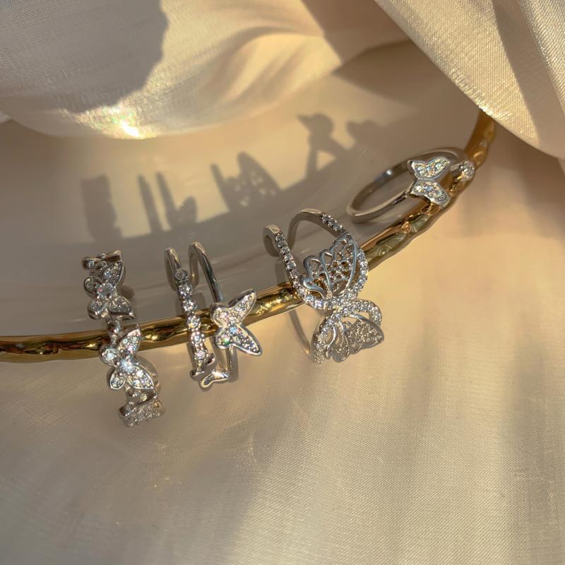 Кольцо из стерлингового серебра 925 пробы с бабочкой и открытым пальцем для женщин и девочек, модные вечерние свадебные украшения Jz060