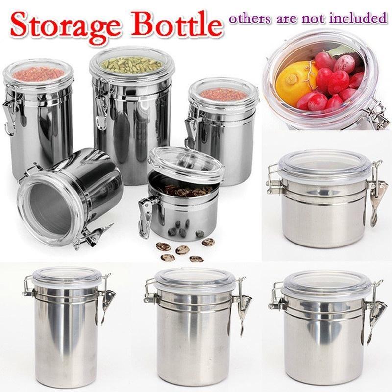 1PCS Storage Bottles Stainless Steel Sealed Canister Coffee Flour Sugar Container Holder Can Home St