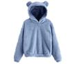 Women's Cute Bear Ears Plush Long Sleeve Hooded Sweatshirt Pullover Hoodies