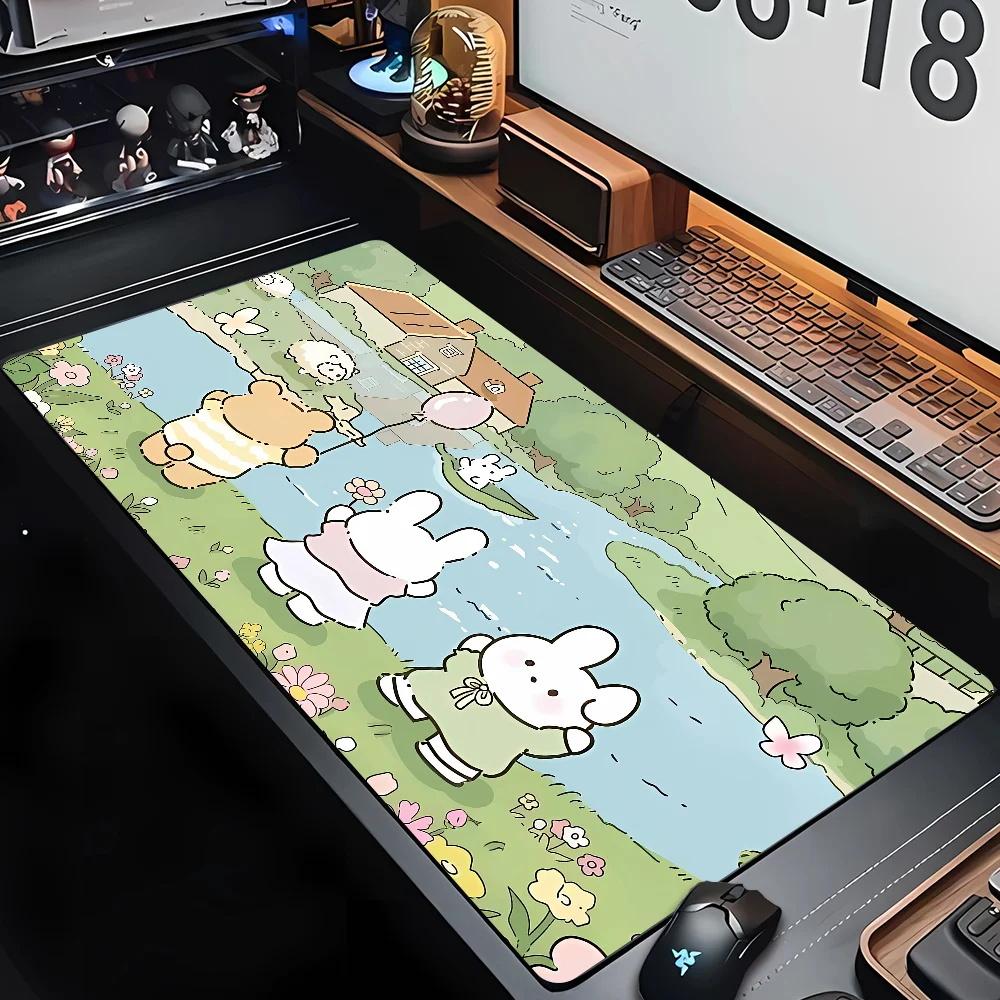 Игровая клавиатура Коврик для офиса Мягкий Нескользящий Ковер Резиновая подставка под мышь Новые модели Милый кролик Розовый Аниме коврик для мыши Домашний HD-печать коврик для мыши