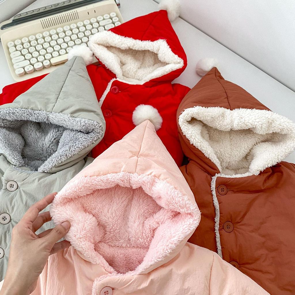 Детское пальто 2025 Зима Новое Хлопковое Пальто с Капюшоном для Малышки Плюс Бархат Теплая Куртка с Капюшоном Пальто