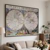 Elegant Antique World Map Wall Art Backdrop for Living Room,Office,Bedroom,Graduations,Geographical,Tourism/Education Tool
