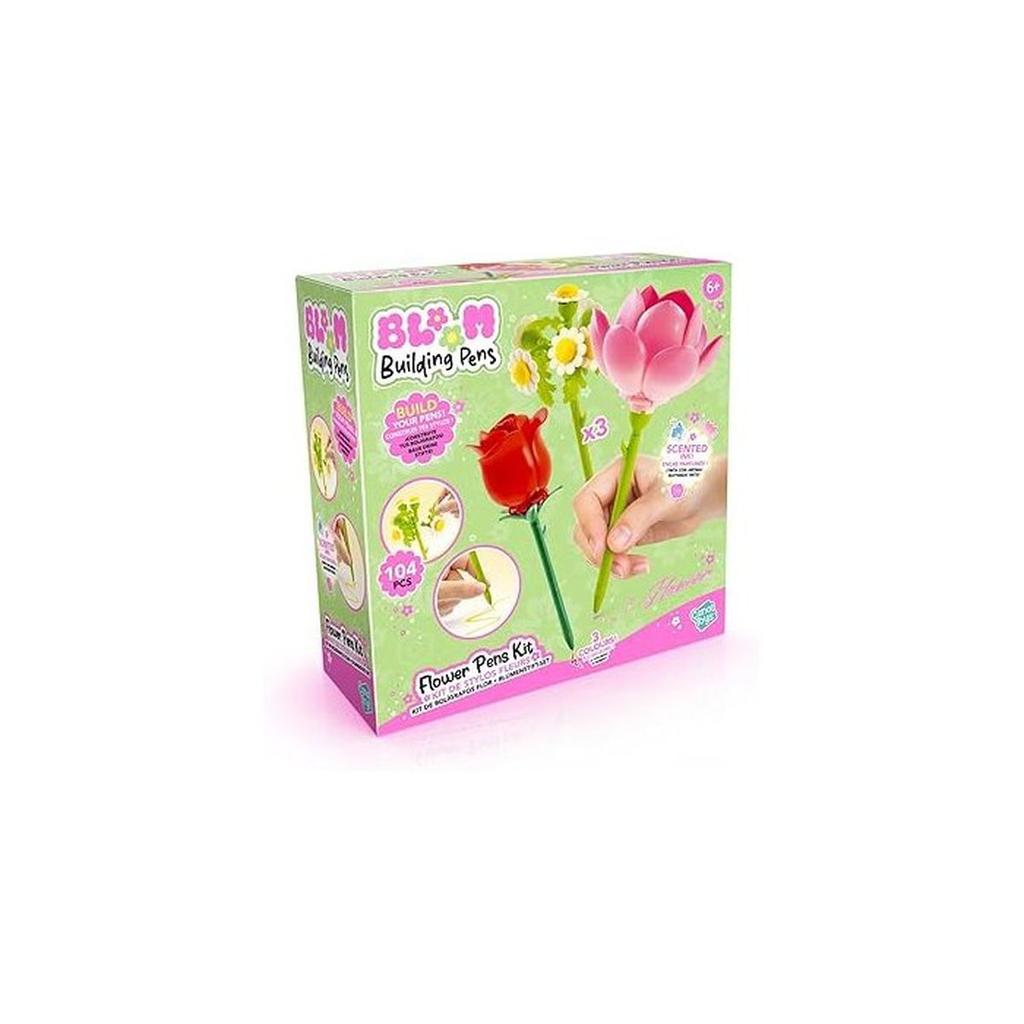 Stylo Fleur a Construire – Pack de 3 – Rose, Lotus et Marguerite - Encre pailletée et parfumée – BLM 002- Canal Toys - BLOOM