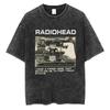 Футболка Radiohead Классическая футболка с рисунком ретро-рок-группы Футболка свободного покроя из качественного хлопка для мужчин и женщин в уличном стиле с коротким рукавом