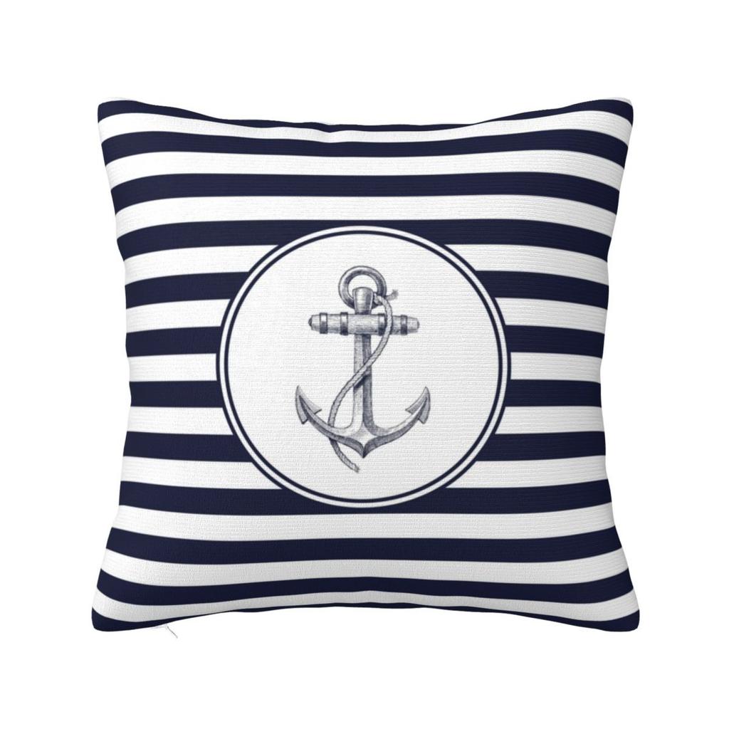 Nautical Red Navy Anchor Square Pillow Cases Cushion Covers Awesome Zippered Decorative Pillowcase for Sofa 45*45cm