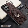 Genuine Cowhide Leather Bracket Phone Case for Samsung Galaxy S 24 23 S24 Ultra S23 Plus S24Ultra S22Ultra Back Cover with Ring