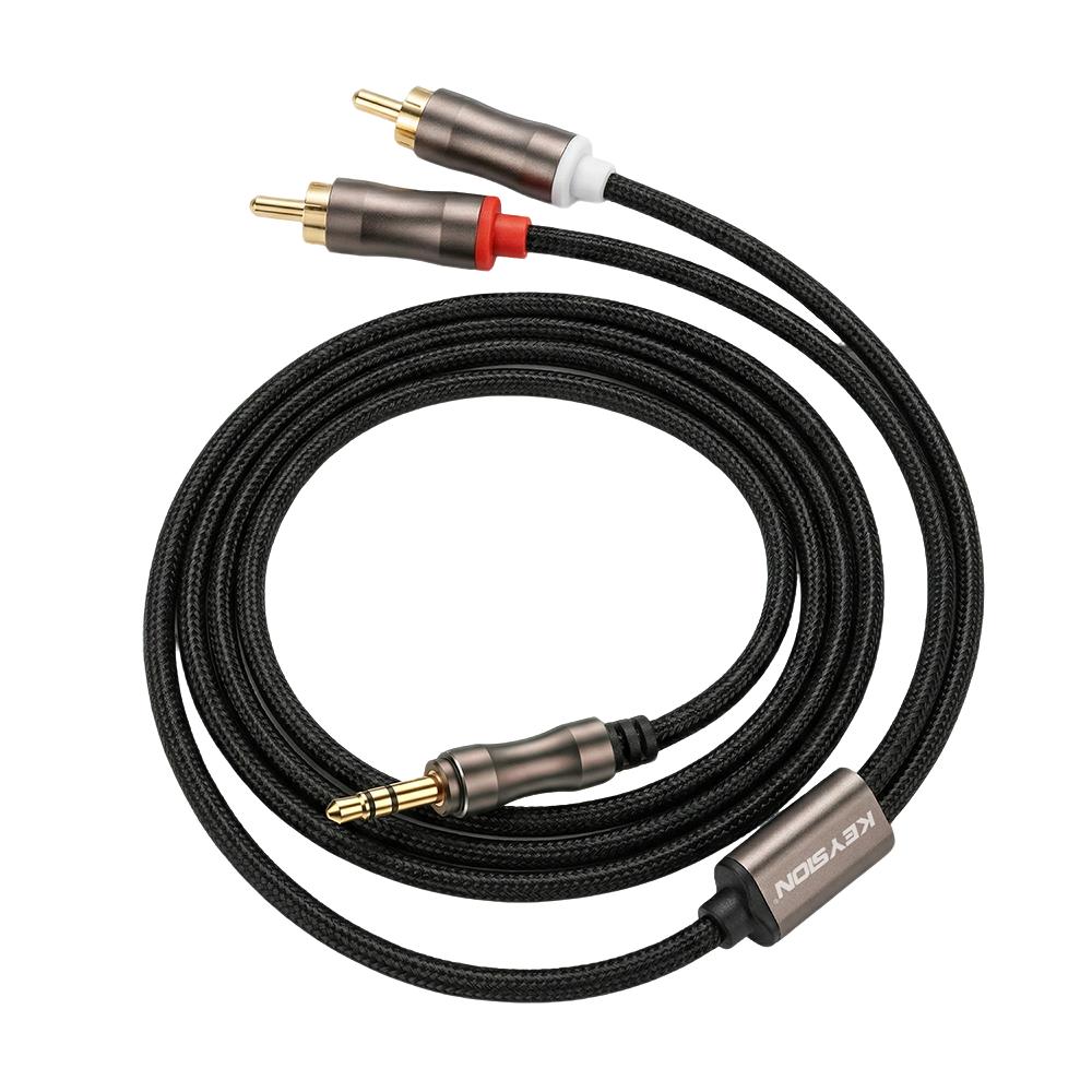 KEYSION HIFI OFC 3,5 мм на 2 RCA Аудиокабель Позолоченный Штекер Папа-Папа Стерео AUX Шнур Y-Разветвитель для Динамика Декодера Усилителя