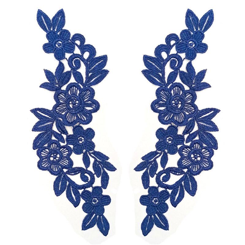 1Pair 3D Flower Embroidered Lace Applique Clothes Dress Repair Patch Solid DIY Sewing Trim Fabric Patches Apparel Decoration